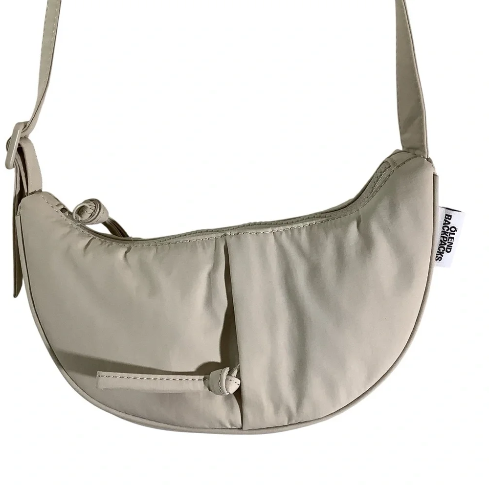 Beige Crescent Shoulder Bag